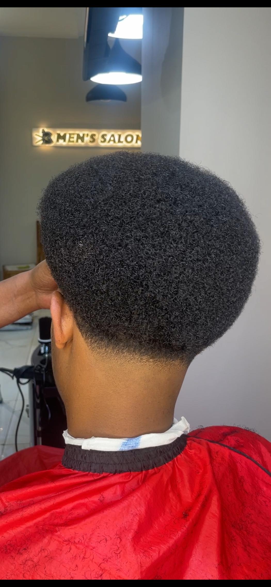 Low Afro Taper haircut.